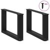 vidaXL Coffee Table Legs U-Shaped 2 pcs Black 19.7"x(11.8"-12.2") Steel