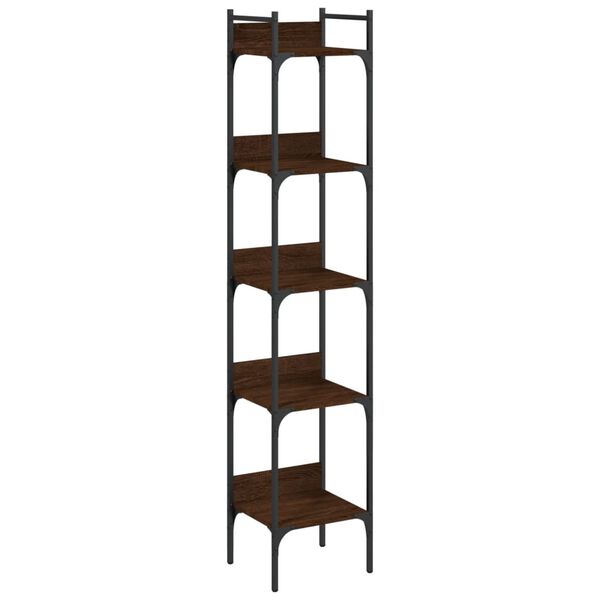 vidaXL Bookshelf Brown oak Engineered wood, powder-coated steel 5-Tier