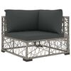 vidaXL Garden Lounge Set Grey PE Rattan, powder-coated steel, tempered glass