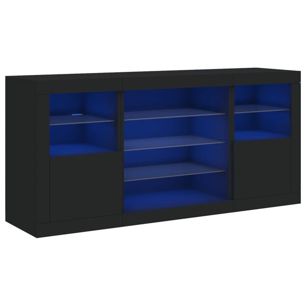 vidaXL Sideboard Black Engineered wood, Glass Medium Sideboard