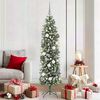 vidaXL Artificial Slim Christmas Tree Green and White 70.87 in