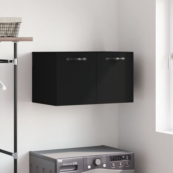 vidaXL Wall Cabinet Black Engineered wood Medium Wall Cabinet