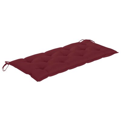 vidaXL Patio Bench with Wine Red Cushion 47.2" Solid Teak Wood