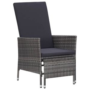 vidaXL Armchair Grey PE rattan Medium Adjustable Armrests Armchair