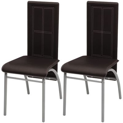 vidaXL Dining Chairs 2 pcs Brown Faux Leather