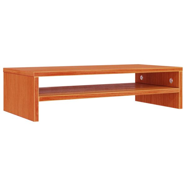 vidaXL Monitor Stand Wax Brown Solid Pine Wood 19.7 x 9.4 x 5.1 in Sleek