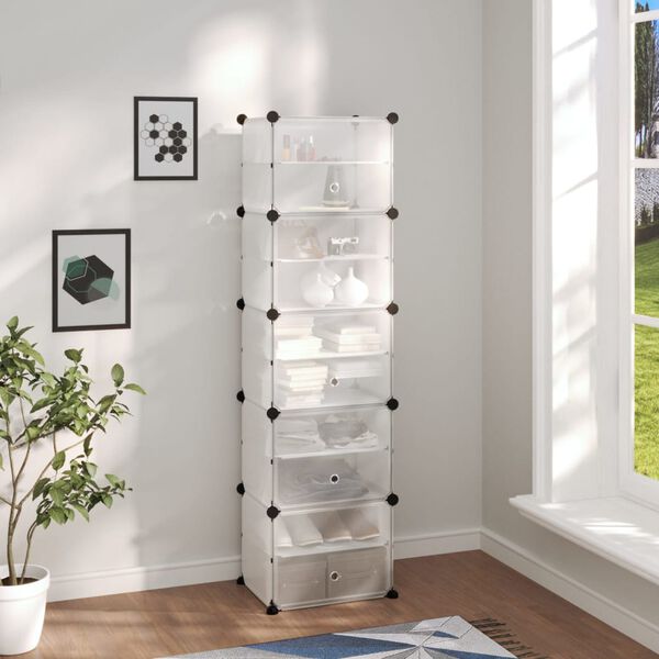 vidaXL Shoe Rack Transparent PP Plastic, Steel 60.4 in height Stackable