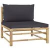 vidaXL Garden Lounge Set Dark Grey Bamboo, 100% Polyester 7 Piece