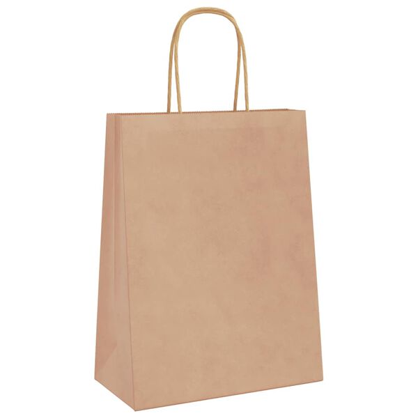 vidaXL Paper Bags 250 pcs with Handles Brown 21x11x28 cm