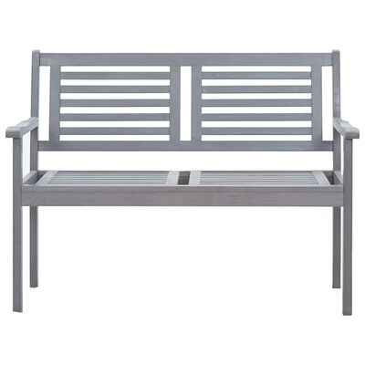 vidaXL 2-Seater Patio Bench 47.2" Gray Solid Wood Eucalyptus