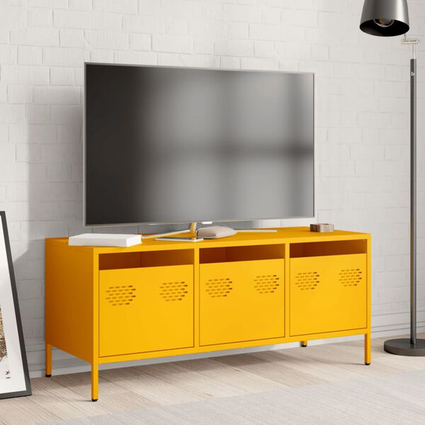 vidaXL TV Cabinet Mustard Yellow Cold-rolled Steel Medium TV Cabinet