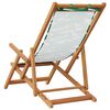 vidaXL Folding Beach Chair Leaf Pattern Solid Wood Eucalyptus and Fabric