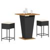 vidaXL 3 Piece Patio Bar Set with Cushions Black Poly Rattan
