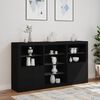vidaXL Sideboard Black Engineered wood, glass Medium to Large Sideboard