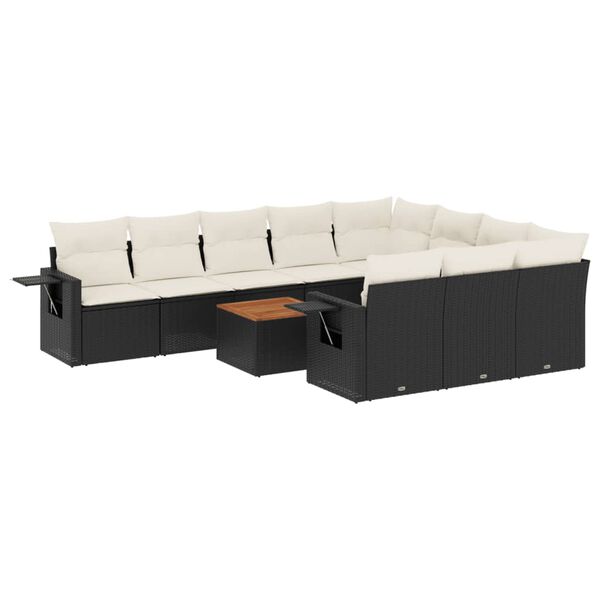 vidaXL Garden Sofa Set Black, Cream White