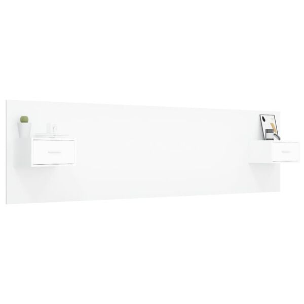 vidaXL Bed Headboard With Cabinet White Engineered Wood Large