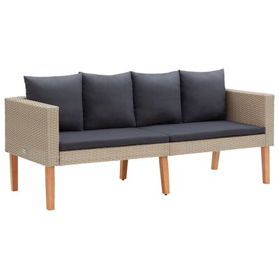 vidaXL 2 Piece Patio Lounge Set with Cushions Poly Rattan Beige