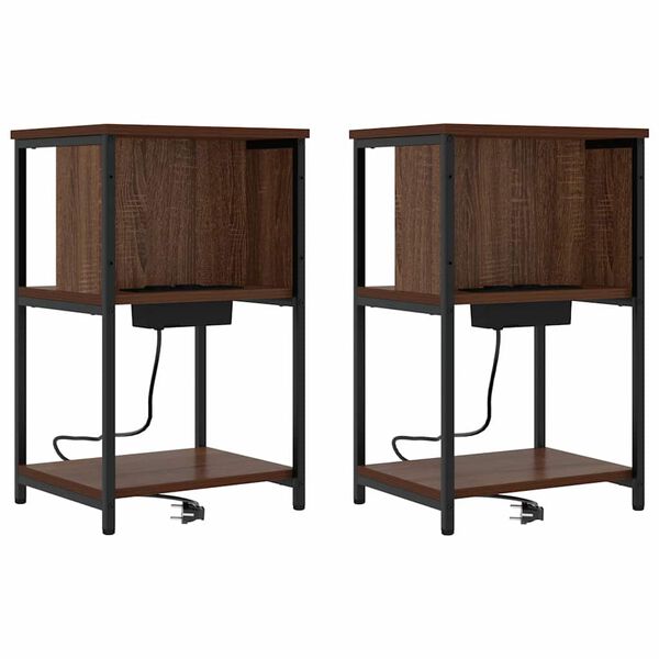 vidaXL Bedside Cabinet 2 pcs Brown Oak 14.96 x 12.20 x 24.02 in