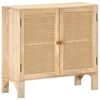 vidaXL Sideboard 31.5"x11.8"x28.7" Solid Mango Wood and Natural Cane