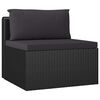 vidaXL Garden Lounge Set Black PE Rattan, Powder-Coated Steel, Polyester