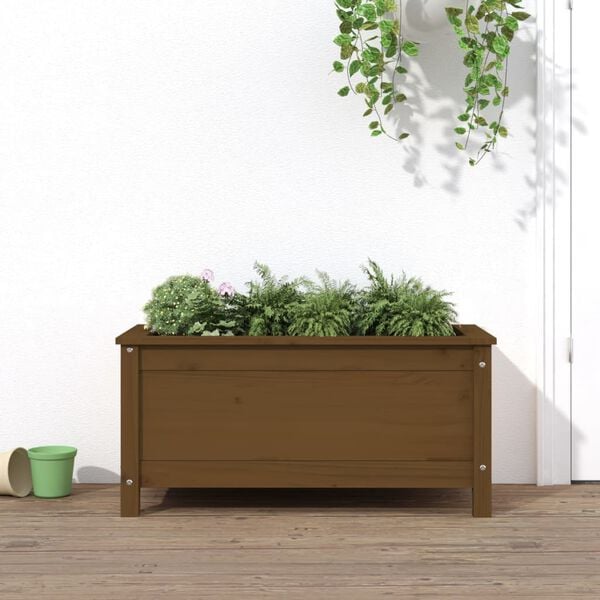 vidaXL Garden Planter Honey brown Solid pine wood Medium