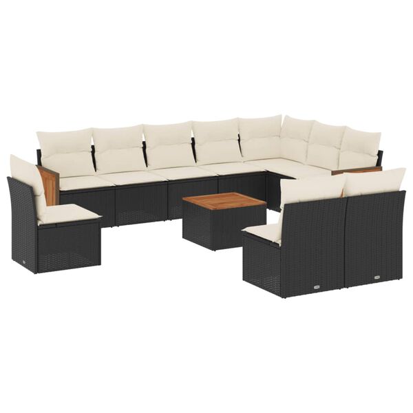 vidaXL Garden Sofa Set Black and Cream
