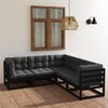 vidaXL Garden Lounge Set Black Solid pinewood, 100% polyester fabric