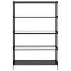 vidaXL Shelf Black and Transparent Tempered Glass, Powder-Coated Iron