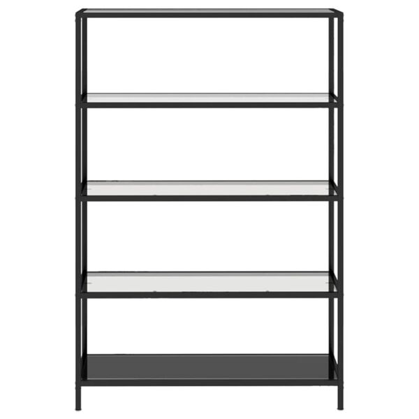 vidaXL Shelf Black and Transparent Tempered Glass, Powder-Coated Iron