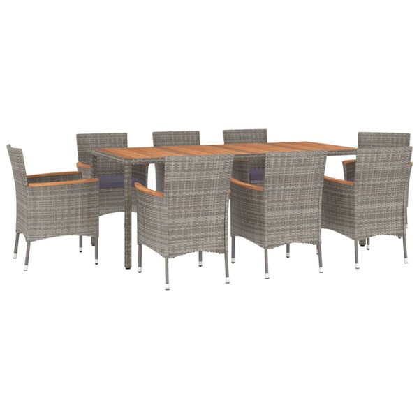 vidaXL Patio Dining Set Set of 8 Gray