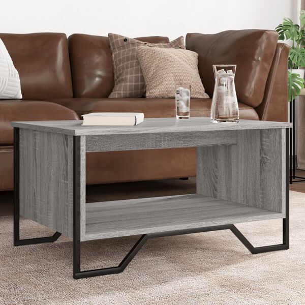 vidaXL Coffee Table Grey Sonoma Engineered Wood, Metal Medium