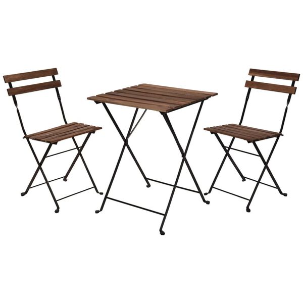 ProGarden Bistro Set Black Acacia wood, metal Small Foldable