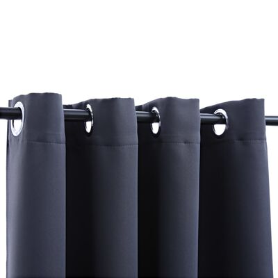 vidaXL Blackout Curtains with Rings 2 pcs Anthracite 54"x84" Fabric