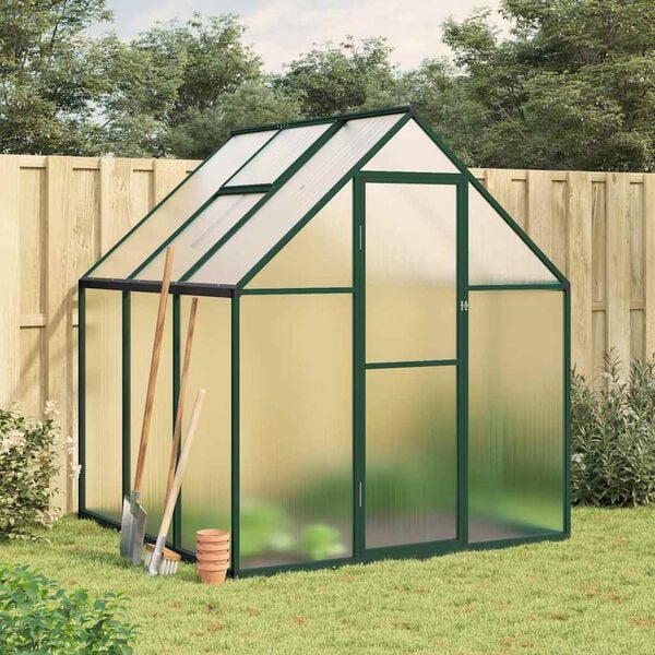 vidaXL Greenhouse Green, Clear Aluminum, Polycarbonate