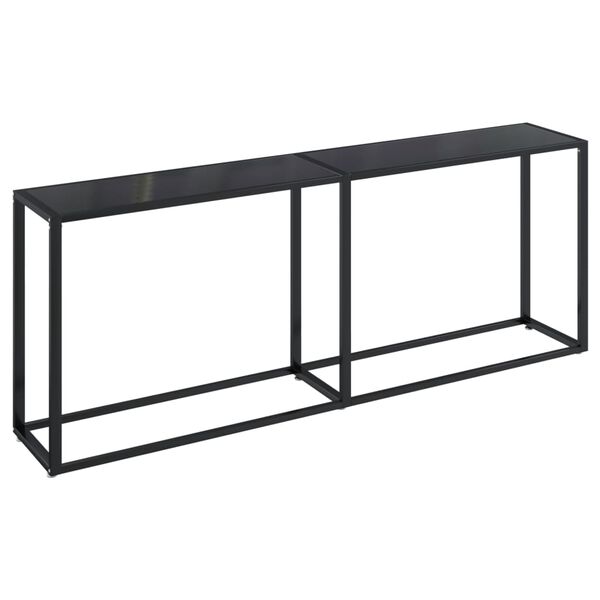 vidaXL Console Table Black Tempered Glass, Powder-Coated Steel Large