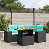 vidaXL 5 Piece Patio Sofa Set with Cushions Black Poly Rattan