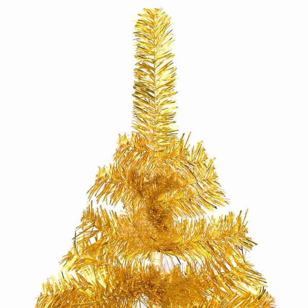 vidaXL Artificial Pre-lit Christmas Tree with Ball Set Gold 47.2" PET