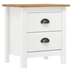 vidaXL Bedside Cabinet White and honey brown Solid pine wood Medium