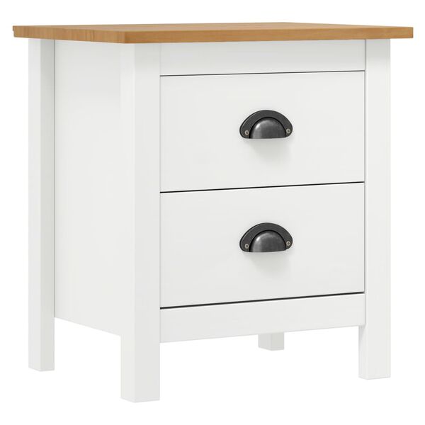 vidaXL Bedside Cabinet White and honey brown Solid pine wood Medium