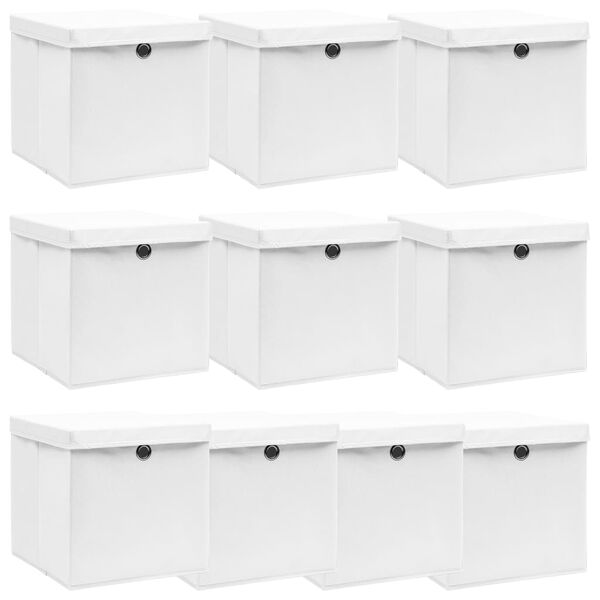 vidaXL Storage Box Set of 10 White Non-woven fabric (100% polyester)
