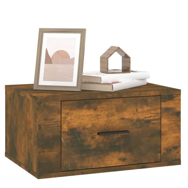 vidaXL Wall-mounted Bedside Cabinet Smoked oak Engineered wood