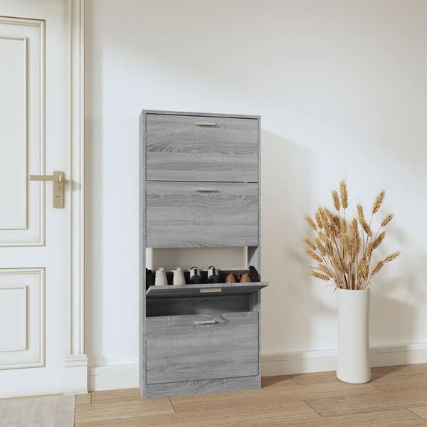 vidaXL Shoe Cabinet Gray Sonoma Engineered wood Medium Shoe Cabinet