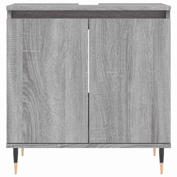 vidaXL Bathroom Cabinet Grey Sonoma Engineered Wood, Iron Medium