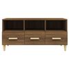 vidaXL TV Cabinet Brown Oak Engineered Wood, Solid Eucalyptus Wood Medium