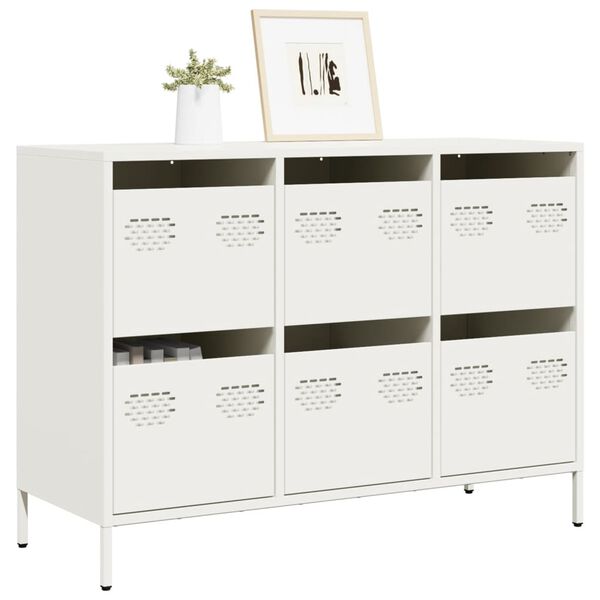 vidaXL Sideboard White Cold-rolled steel Medium Sideboard Rectangular