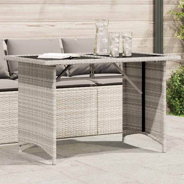 vidaXL Garden Table Light Grey PE Rattan 43.3 x 26.8 x 27.6 in Durable