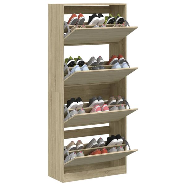 vidaXL Shoe Cabinet Sonoma oak Engineered wood Tall Shoe Cabinet