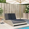 vidaXL Patio Sun Lounger Light Gray PE Rattan, Powder-Coated Steel Double