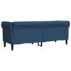 vidaXL Chesterfield Sofa Blue Polyester, Plywood, Solid Wood 3-Seater
