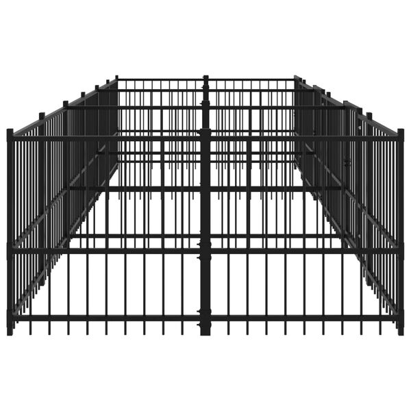 vidaXL Dog Kennel Black Powder-coated Steel Large Durable Dog Kennel